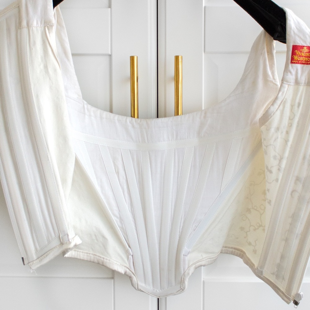 Iconic Vivienne Westwood Vintage F/W 1991 White Gold Boulle Satin 90s Corset Top - Picture 14 of 16